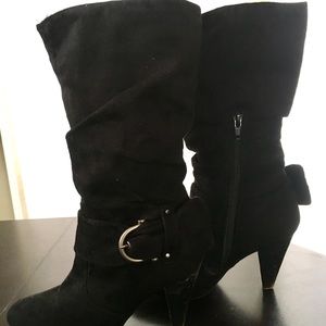 Suede Black Boots - Size 7.5